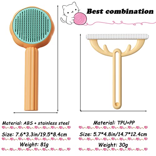 Image of 7.6in Pumpkin Pet Brush Cat, 2Pcs Creative Comfortable Self Cleaning Slicker Brush, Cat Brush for Shedding and Grooming Self Cleaning (Orange)