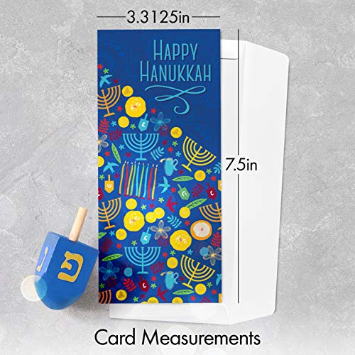 Designer Greetings Pacote com 6 porta-cartões de presente Hanukkah/porta-dinheiro com forro de folha