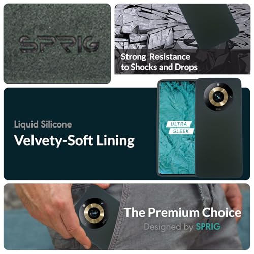 Image of SPRIG Compatible with Realme 11 Pro Plus Premium SilkTone (Liquid Silicone) Back Cover Drop Tested Shock Proof Mobile Case for Men, Women, Boys and Girls with Camera Protection (Dark Green)