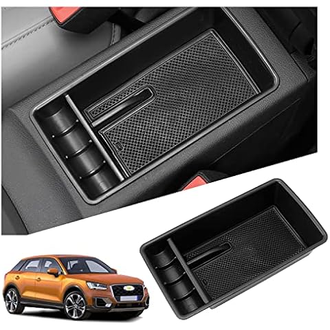 Ruiya Compatible with Audi Q2 2017-2022 2023 Centre Console Storage Box, Q2 Armrest Organiser Tray Centre Armrest Car Storage Box Centre Armrest Glove Box Q2 2023 Accessories Cover