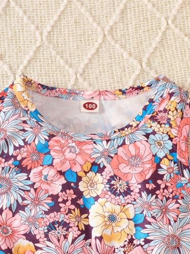 Image of Niren Enterprise Girl's Cotton Jacket Pair Floral Printed Sleeveless Dress