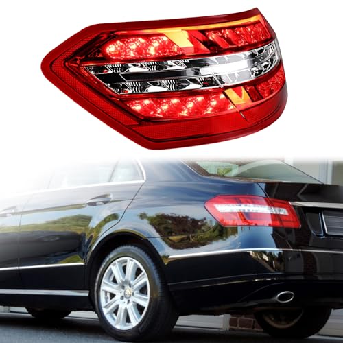 amopacorp Outer LED Tail Light for Mercedes E350 E550 E63 AMG 2010-2013, Base 4Matic Bluetec Hybrid Sedan Left Driver with Clear Red Lens Brake/Driving/Turn Signal, Replaces 2129060758, MB2804106