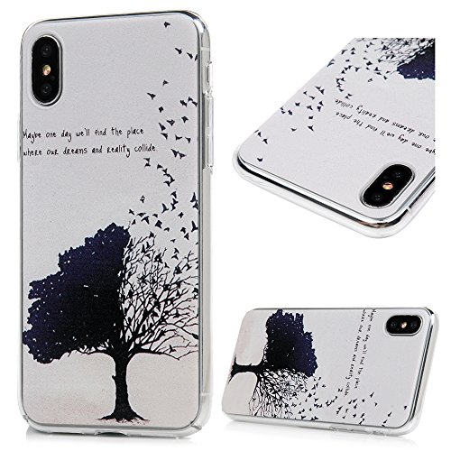 MOLLYCOOCLE iPhone Xs 5.8 Case, iPhone X Case, Clear Transparent Frame Full Body Coverage Case Painted Fancy Pattern Slim Fit Hard PC Plastic Shell Protective Case for iPhone Xs 5.8/iPhone X, Bird