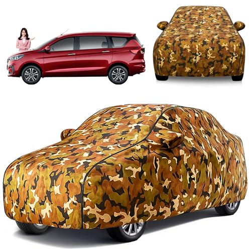 Image of Car Cover for Maruti Ertiga All Model & Years (2012-2024) 100% Waterproof with Mirror Pockets, Triple Stitched Bottom Elastic Dustproof Full Body Protection Heat & UV Resistant- Jungle