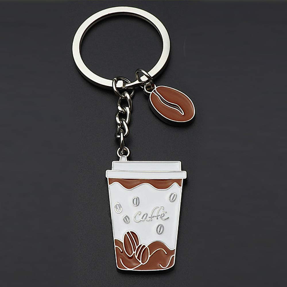 ELISE & FONDA Z40-B Little Coffee Cup Charm Pendant Keychain Key Ring