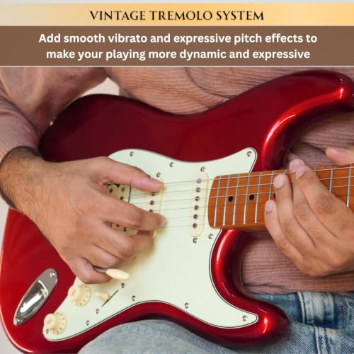 Image of Vault Artisan ST Stratocaster Style Electric Guitar with Premium Alnico V Pickups - Roasted Maple Neck & Fretboard /Metallic Candy Apple Red