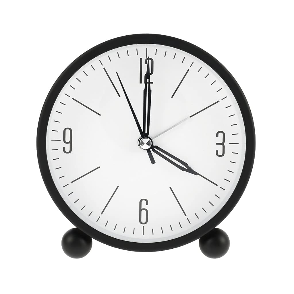 Hrwly D 1 Pcs Alarm Clock Silent Pointer Esktop Roun Digital With Night Light Metal Luminous Bedroom Bedside Small Ecor(D)