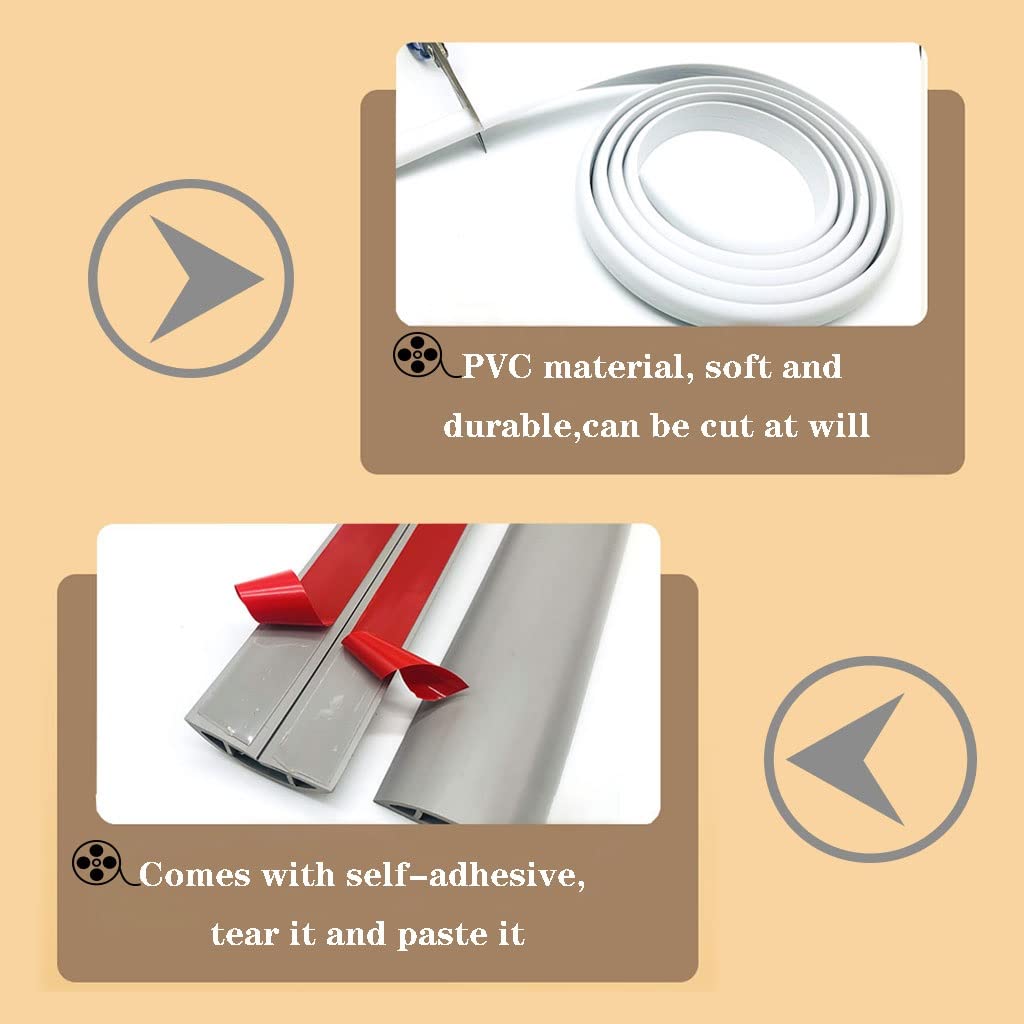 Cubierta De Cable De Suelo Blando De PVC, Canaleta Pasacables Suelo Autoadhesivo para El Hogar, Protector De Cable De Suelo Antideslizante Grueso para Oficina (Color : Red, S : 10m)