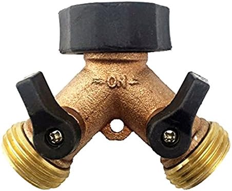 SOMMERLAND A1001 Heavy Duty Brass Y 2 Way Garden Hose Connector 2-Way Splitter 10 Hose Washers