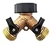 SOMMERLAND A1001 Heavy Duty Brass Y 2 Way Garden Hose Connector 2-Way Splitter 10 Hose Washers