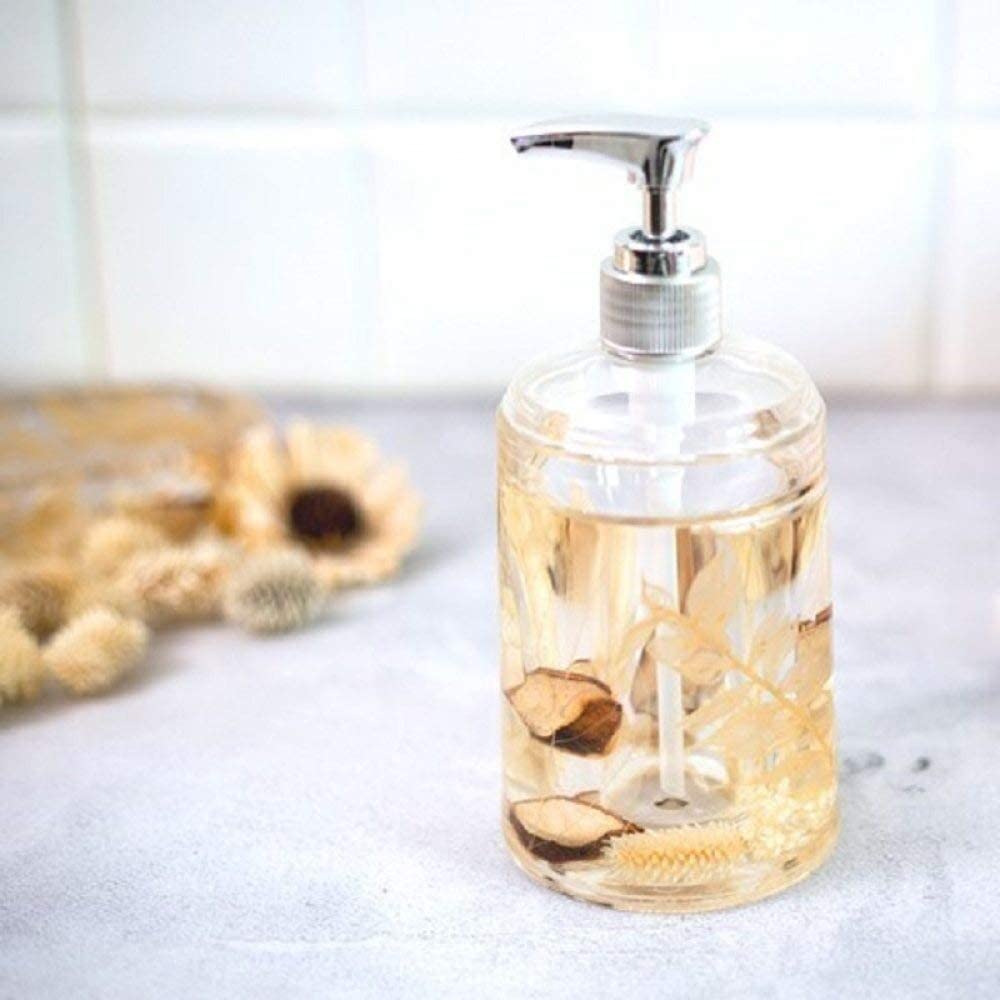 Dispensador De Jabón De Manos Rellenable para Baño De Hotel, Dispensador De Jabón En Loción De Vidrio con Bomba para Baño Y Cocina, Oficina, Vidrio De Bambú Seco Decorati,