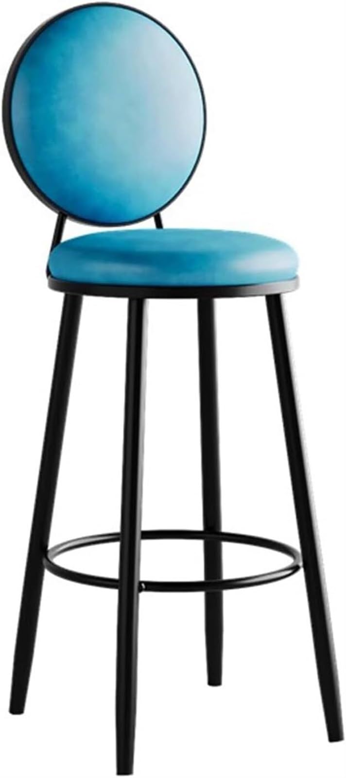 Tabourets de Bar Hauts - Chaises Rondes en Similicuir pour îlot de Cuisine et Coin Repas - Assises élégantes, Hauteur 65 cm, Couleur Bleue - Mobilier Moderne