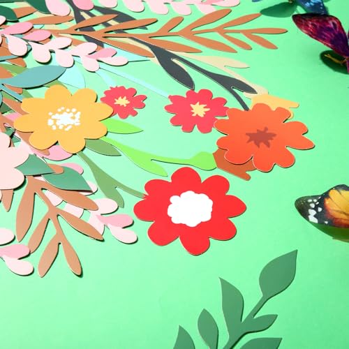 Image of Yeaqee 2 Pcs Flower Banner Garland Cute Double-Sided Waterproof Spring Floral Birthday Party Decoration Paper Backdrop for Wedding Baby Shower(Wildflower,Colorful)