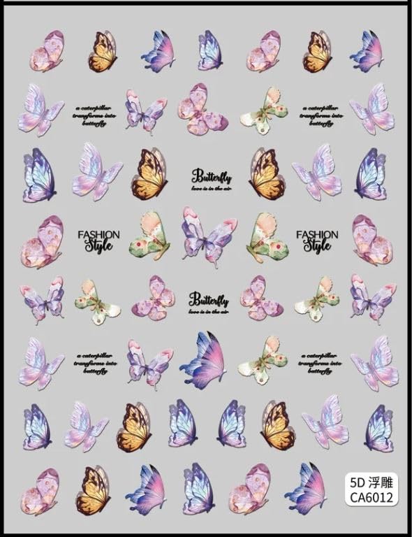 Nail It! 5D Self-Adhesive Nail Art Stickers - Butterfly 6012-image-2