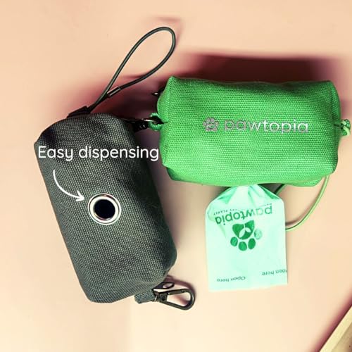 Image of Pawtria Bundle Product of 240 Pet Waste Bags and 1 Canvas Dispenser (Pink), Cat Litter, Vegetable Starches, Eco-friendly Dog Waste Bags, Leak proof, Easy to Open, Give Back, Fabric poop bag holder