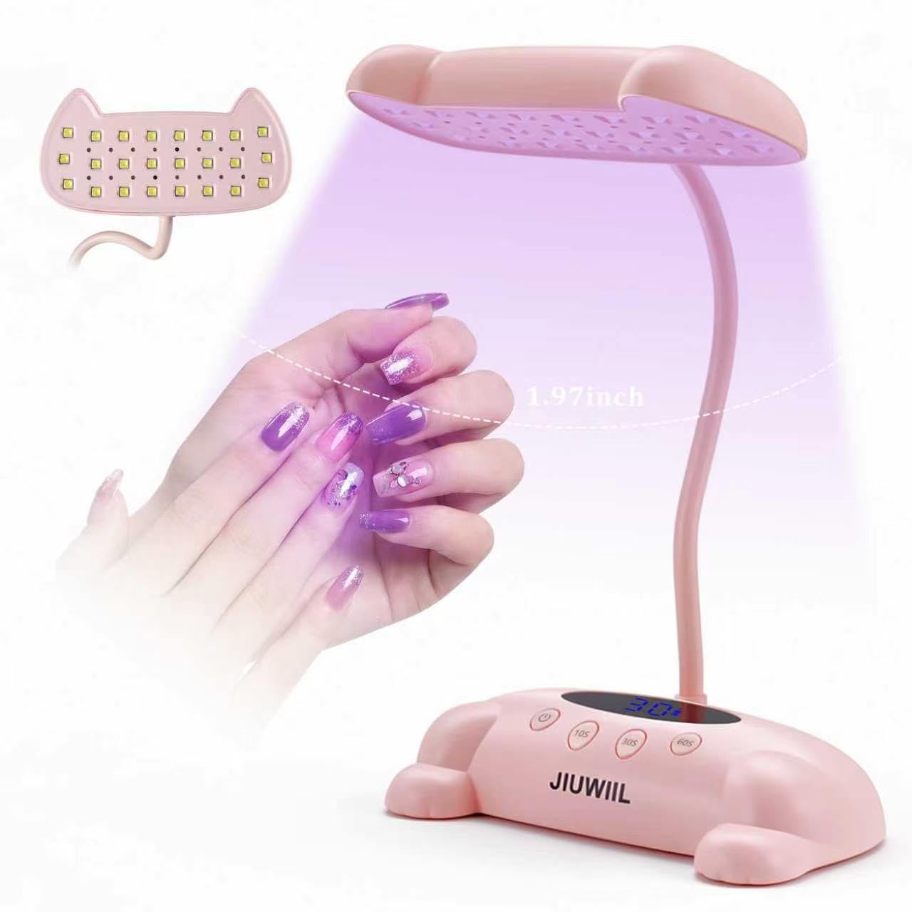JIUWIIL 48W UV LED Nail Lamp with 24 Beads and Flexible Gooseneck