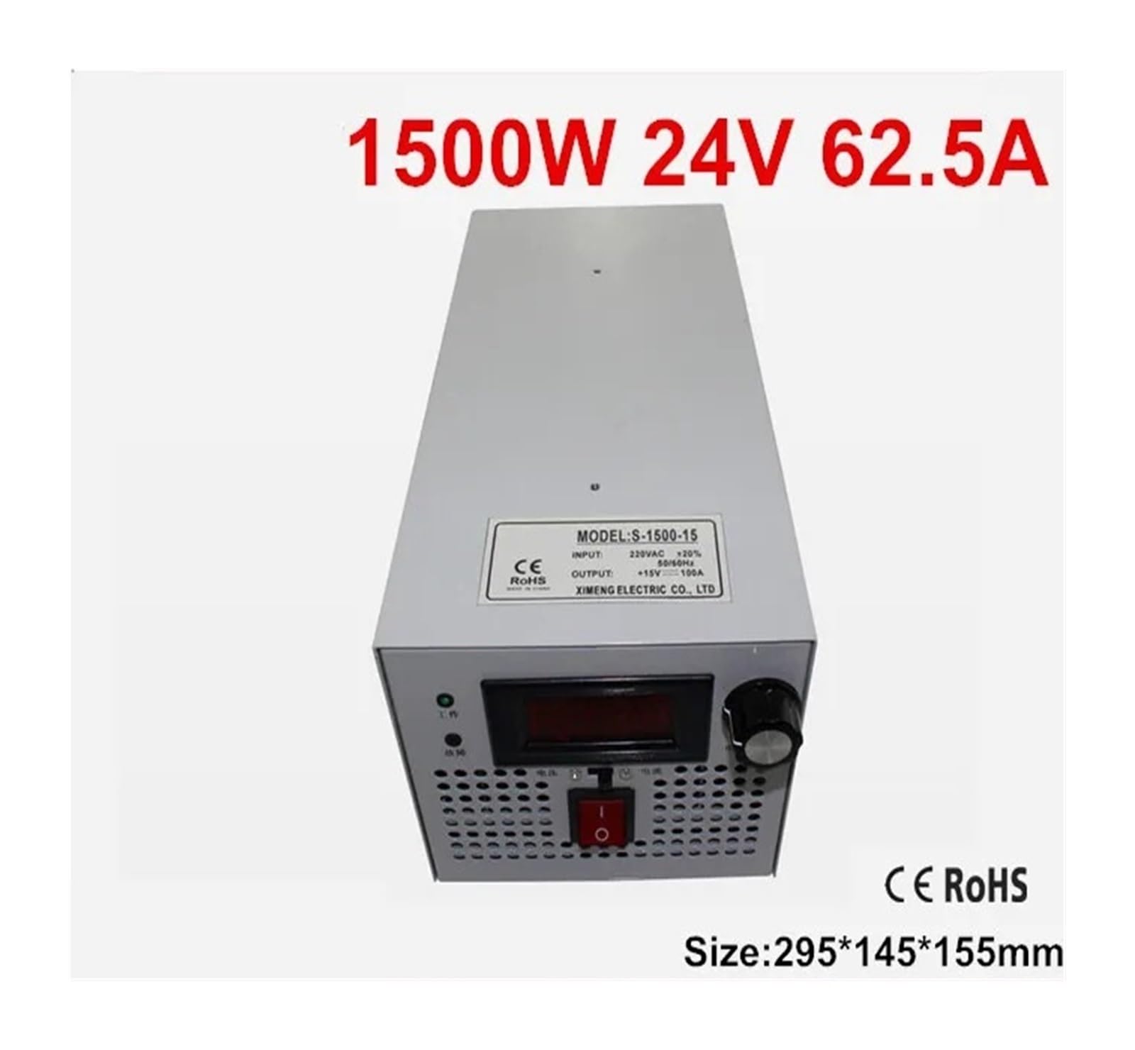 Fuente de alimentación conmutada de Salida Ajustable, 1500W, 0-24V, 62,5a, AC220V a CC