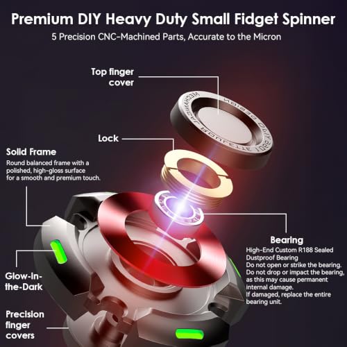 Image of Fidget Spinners, Fidget Spinner for Adults, Stress Anxiety ADHD Relief Figets Toy, Metal Finger Hand Spinner Toys with Luminous Light, Fidget Spinner Need Absorb Light Then Release in Dark