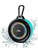 SKYWING Soundace S6 IPX7 Waterproof Shower Speaker 5W Bass+ Bluetooth Speaker with Suction Cup Hook Lanyard RGB Light 15h Playtime, Premium Mini Portable Outdoor Wireless Speaker for Bike Pool Beach