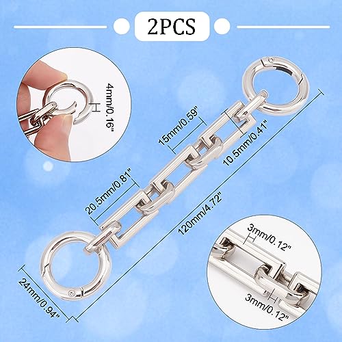 UNICRAFTALE about 2Pcs Bag Extender Chains Alloy Purse Chain Strap 12cm Platinum Crossbody Shoulder Bag Strap Extender Chains with Connector Ring for Bag Straps Replacement Accessories - Image 2