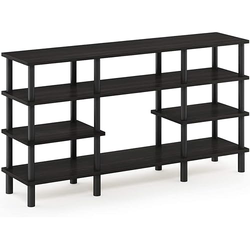 Furinno Turn-N-Tube 4-Tier Multipurpose Wide Shelf TV Stand, Espresso/Black