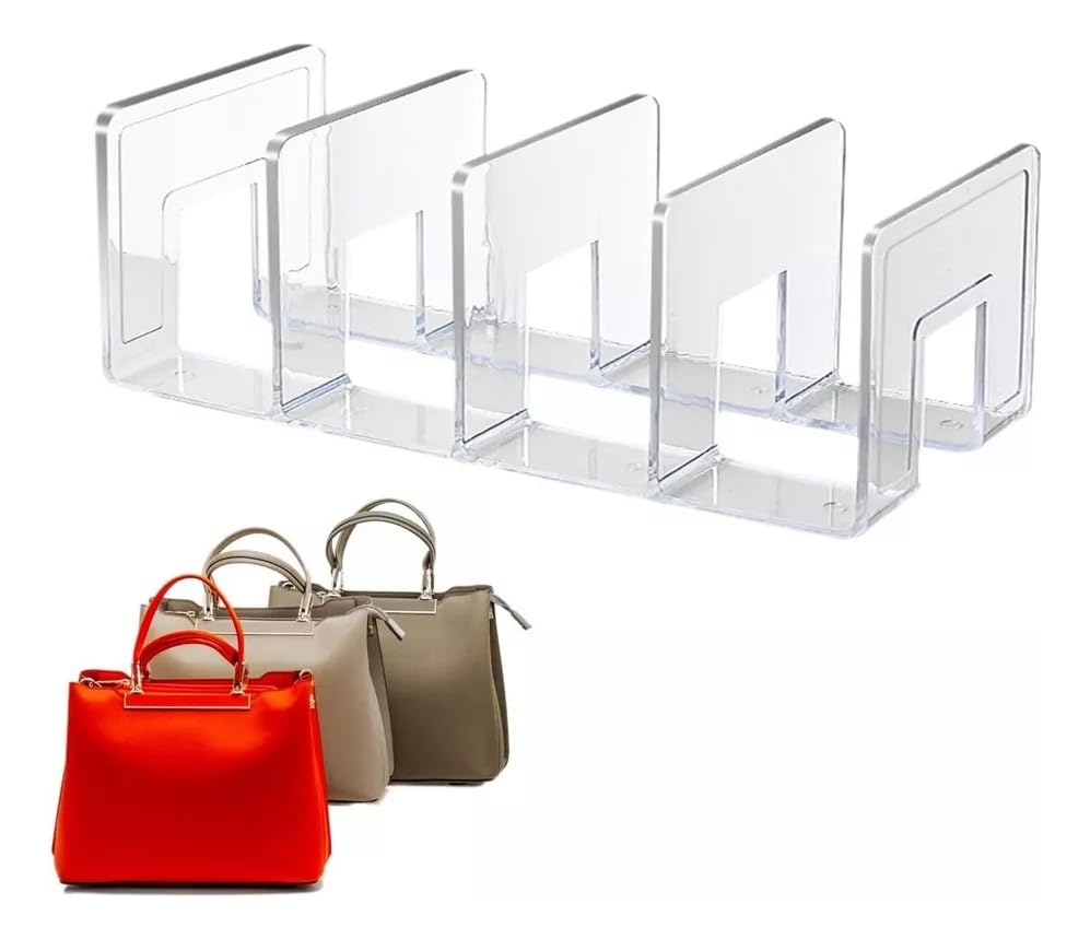 Organizador De Bolsas Em Acrílico C/Divisor，4 Partições De Partição, Divisores de Prateleira em Acrílico Transparente para Organização de Armários e Bolsas, Bolsas, Multiuso