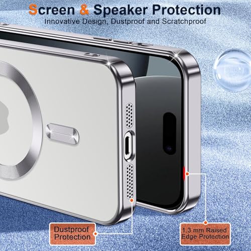 Image of VONZEE Electroplating Transparent Clear Logo Back Cover TPU Compatible with iPhone 17 Air Case, Compatible with Magsafe, Full Body & Individual Camera Protection for Each Lens for Men & Women (Grey)