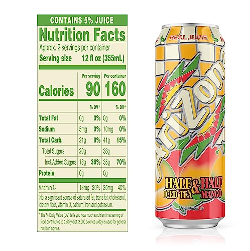 Image of AriZona Mango Half and Half Tea - Big Can, 22 Fl Oz (Pack of 24)