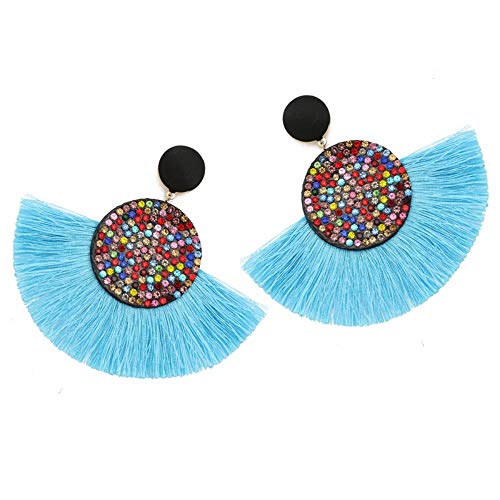 XTT Earrings Hoops Studs Long Tassel Earrings for Women Big Fringe Earing Fashion Jewelry Vintage Ethnic Dangle Bohemian Statement Woman Earring,A