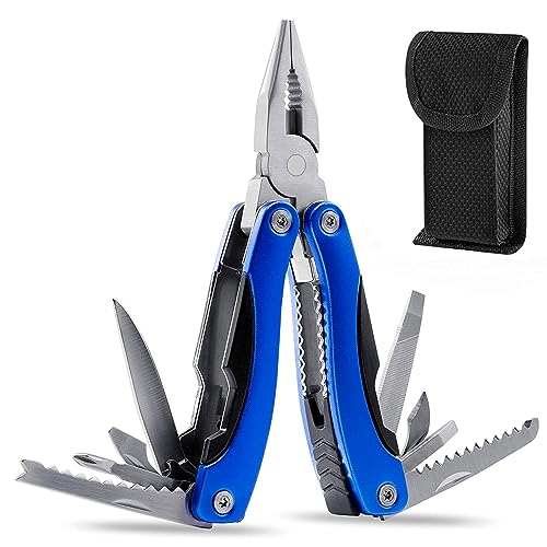 Wlikn マルチツール 12-in-1 ペンチ 折りたたみ式 サバイバルツール 収納ケース付き アウトドア キャンプ 登山 防災 釣り DIY