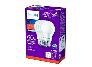 Philips B01AHLY6WO 4pk 8.5W=60W LED Soft White A19 Bulbs