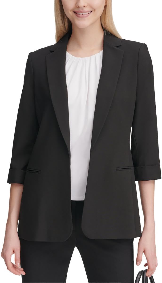 Calvin Klein Womens Suit Separate Office Wear Open-Front Blazer Black 14