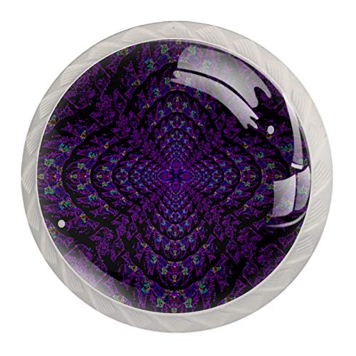 Tiradores de mandala, color morado, para cocina, dormitorio, aparador, muebles de baño, puerta (4 unidades)