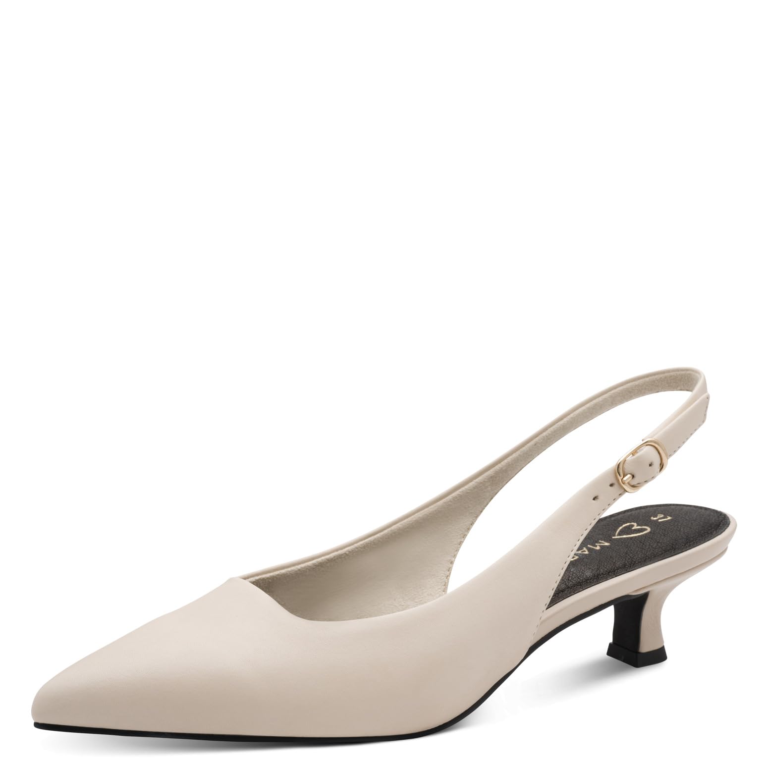 MARCO TOZZI Women Pumps Soft Feel Me Footbed Leather Leather Insole Soft Lining Fashionable, Beige (Cream Nappa), 4.5 UK