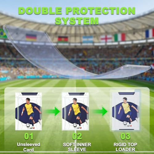 Image of Kabinka 200 Card Sleeves Top Loaders for Cards,3 inchx4 inchBaseball Card Protector | Standard Size Trading Hard Plastic Card Holder for Sports, Football, TCG Cards(100 Hard Sleeve + 100 Soft Sleeve)