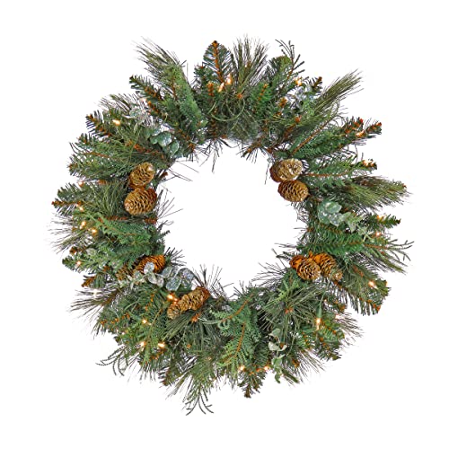 National Tree Company 24 in Pre-Lit North Conway Artificial Christmas Wreath, Christmas...