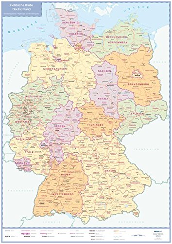 Preisvergleich Produktbild Politische Karte Deutschland: plano in Versandrolle, 1:1 Mio. (Busche Planokarten)