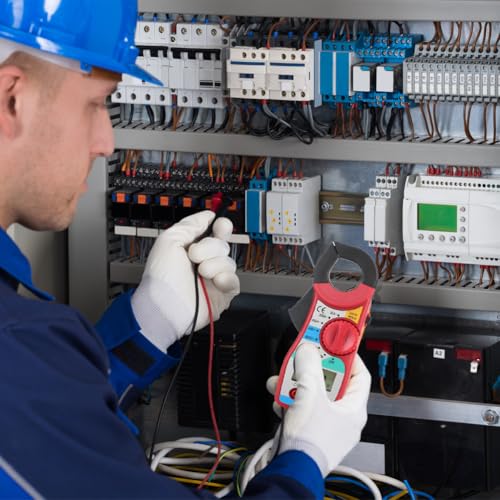 Image of Digital Clamp Meter, Multimeter Tester Voltage Tester Clamp Meter DC AC Ammeter LCD Display Electrical Tester Non Contact Auto Ranging Counts Measures for Current Temperature Capacitance Resistance