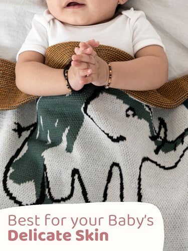 Image of haus & kinder Knitted Baby Blanket, Soft Breathable Baby Blankets Newborn, Premium Baby Blanket for 0-2 Years, Cozy Blankets for Crib, Nursery & Stroller, New Born Baby Essentials | Zoo Cuddle