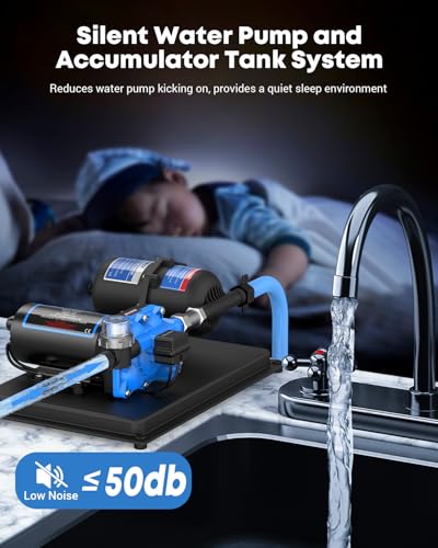 Image of Kohree RV Water Pump 110V AC 5.5GPM 55PSI and 0.75L 125PSI Pre-Pressurized Accumulator Tank, Quiet Water Transfer Pump and Accumulator Tank System for Home Use, RV, Boat, Kitchen, Bathroom, Irrigation