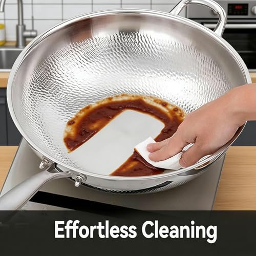 Wok de titanio con tapa, acero inoxidable, 12.59 in miniatura 6