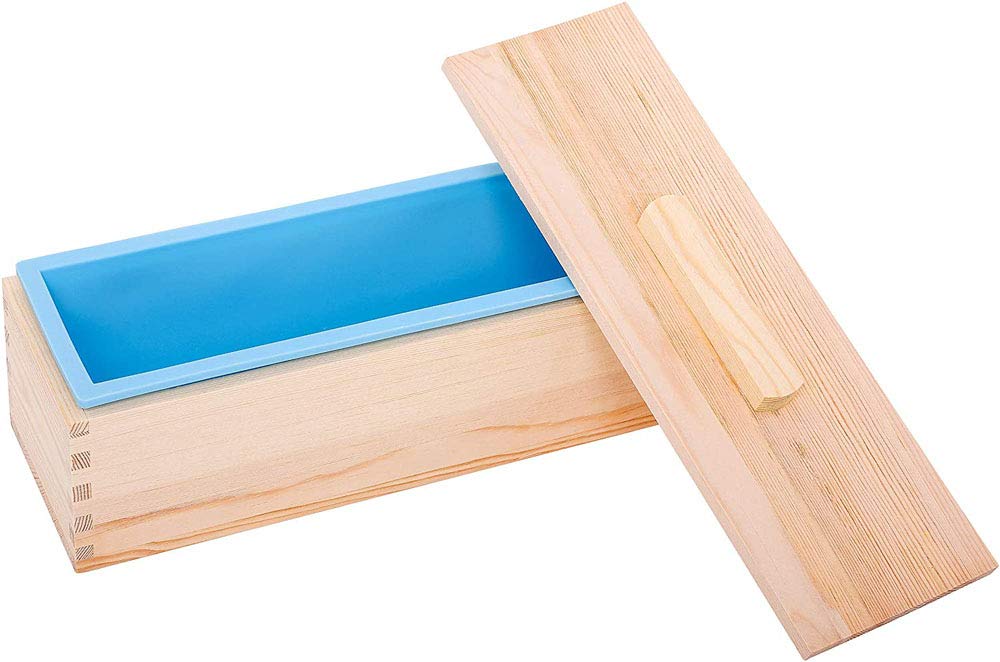 POFET - Stampo rettangolare in silicone morbido per saponi - fornito con scatola di legno - 1240 ml