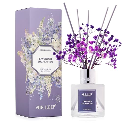 Image of Airkeep Reed Diffuser Set /Lavender Eucalyptus /6.76 fl oz(200ml) /1 Pack /Home & Office Decor Aromatherapy Diffuser Oil Gift Set