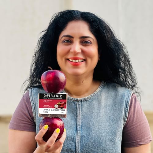 Image of Soulflower Apple Mangosteen Soap Handmade, 100% Pure, Natural & Cold processed Grade 1 BIS Standard Premium & Luxurious Soap with Essential Oils, Exotic Herbs & Aroma, 150g