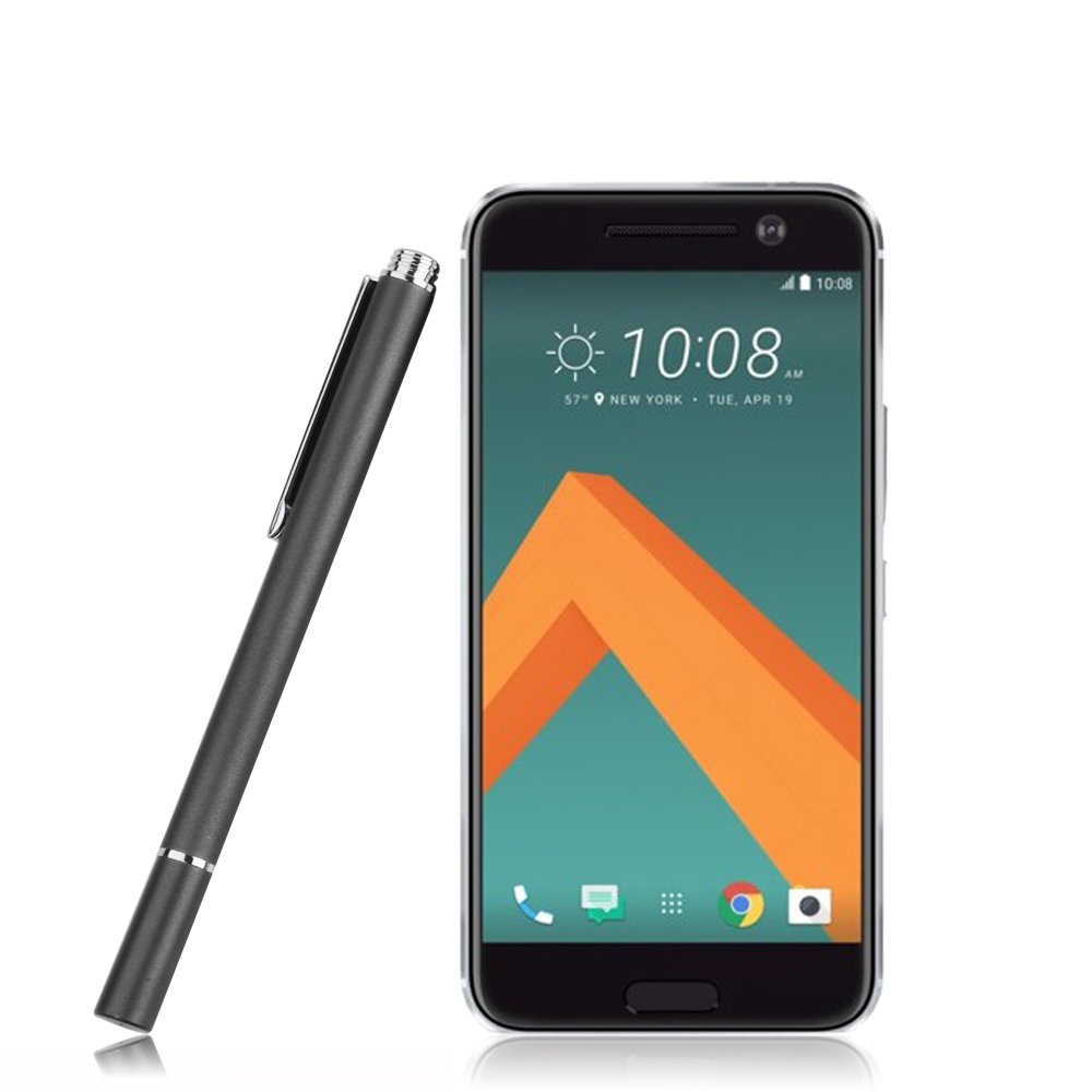 InventCase Premium Round Thin Tip Capacitive Disc Stylus Pen for HTC 10 2016 - Black