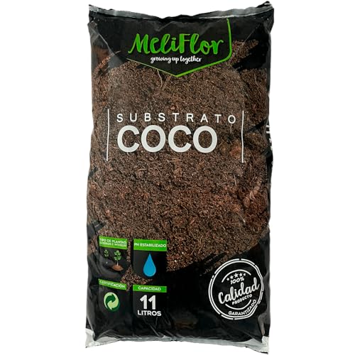 Sustrato Fibra de Coco Meliflor 11L (100% Natural, Airea y Proporciona esponjosidad)