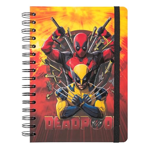 Grupo Erik Libreta A5 Marvel Deadpool Caderno pontilhado A5 (Notebook) | Bullet Jornal A5 - Livre de pontos com argolas de capa dura, 180 Perna