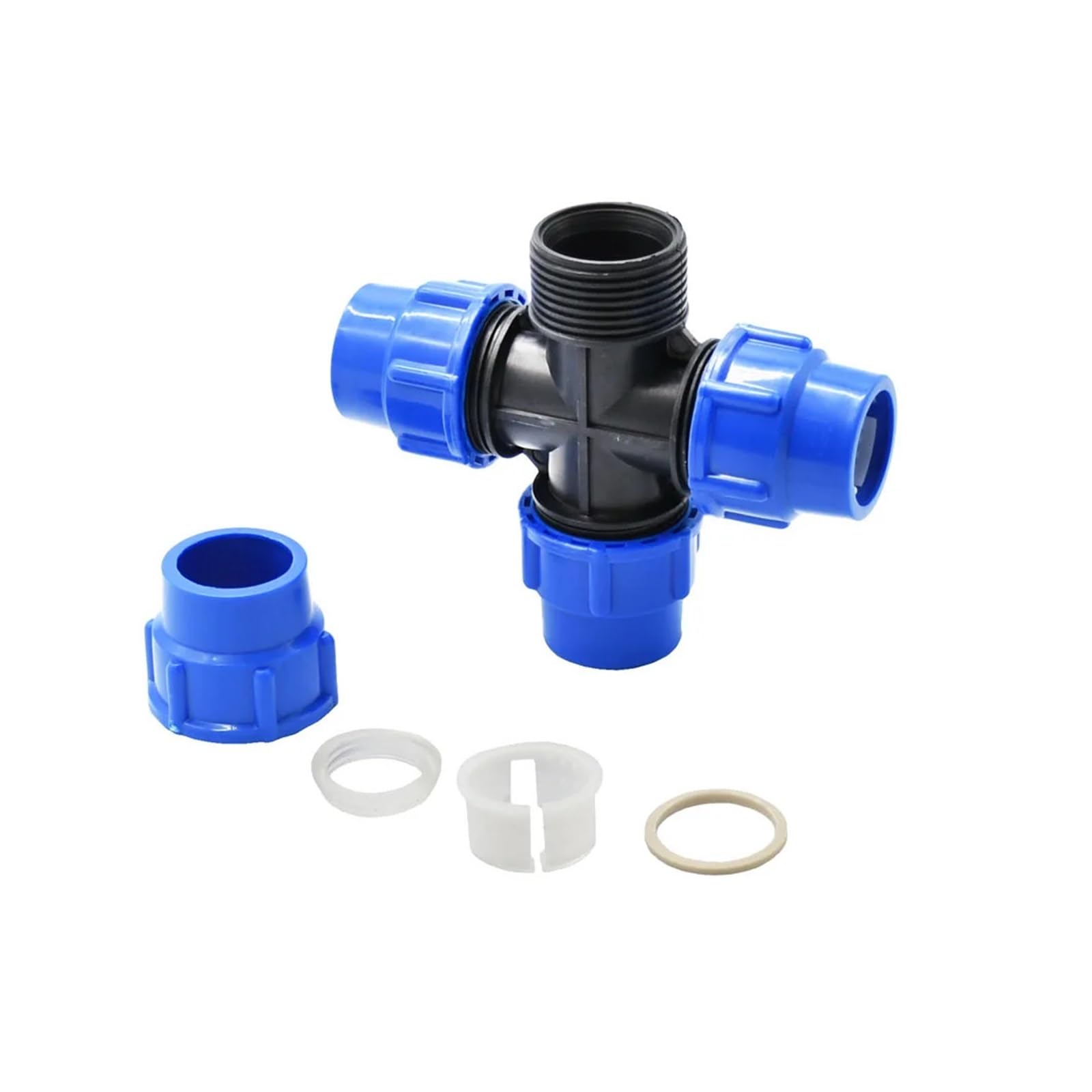 20/25/32/40/50/63mm Pe Tubo Croce Connettore a 4 Vie di Plastica Acqua Splitter 1/2 3/4 1 .5 2 Pollici Pipeline Accoppiatore Pz(63MM)