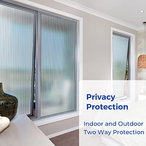 Window Privacy Film Frosted Glass Window Film Sun Blocking Window Film Decorative Reeded Window Sticker Non Adhesive Window Coverings Bathroom Door Static Cling Window Film 35.4 X 78.7 Inch,Pure #TOP3