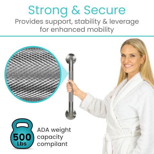 Vive Grab Bar for Bathtubs and Showers (Textured) - Handicap Senior Bathroom Safety Rail for Elderly - Wall Senior Handle for Tub, Toilet, & Bath - Disability Assist Device Accessory Handrail - Image 3